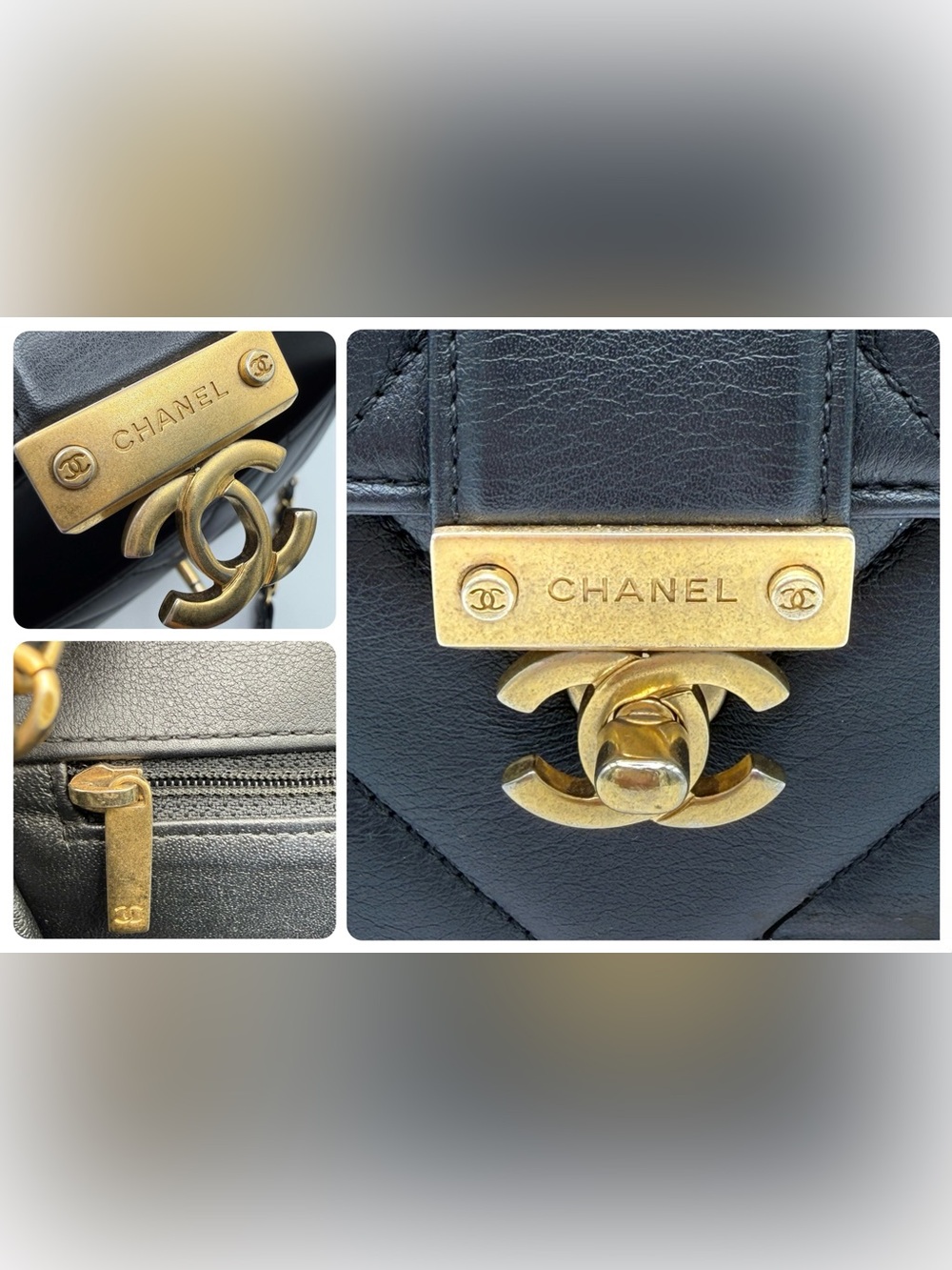 CHANEL Black Quilted Calfskin Leather Gold Class CC Top Handle Bag - Picture 10 of 17
